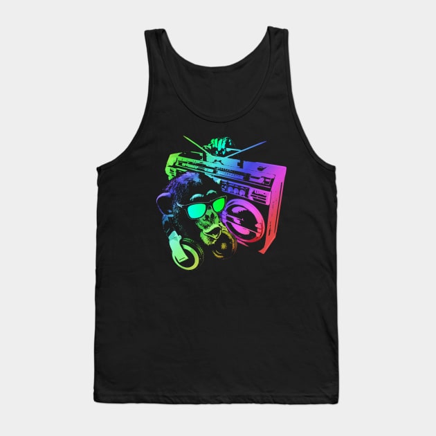 Neon Monkey Boombox Tank Top by Nerd_art